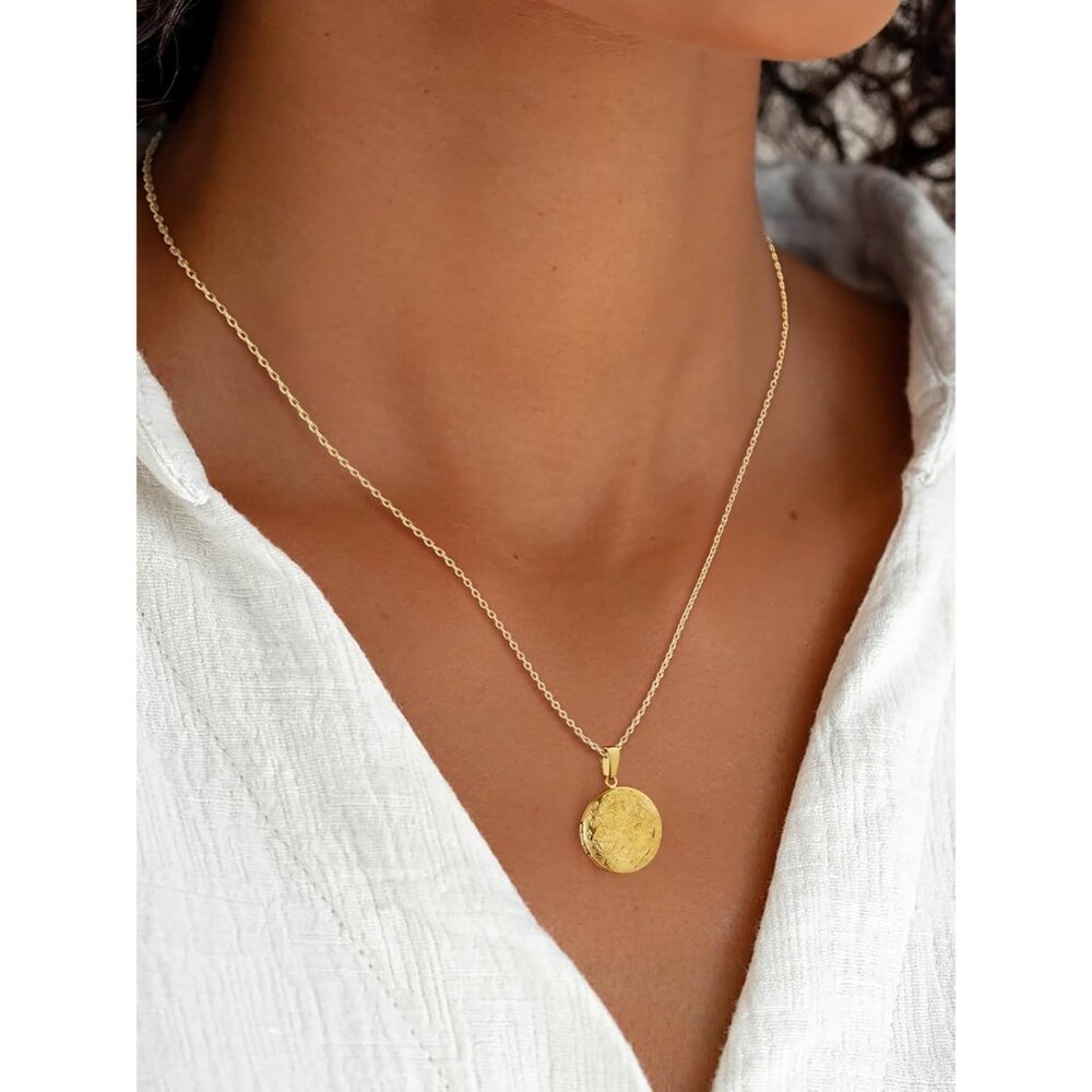 Locket Necklace for Women, Silver/Gold/Rose Gold Custom Photo Text Necklaces, Fl - Picture 2 of 9